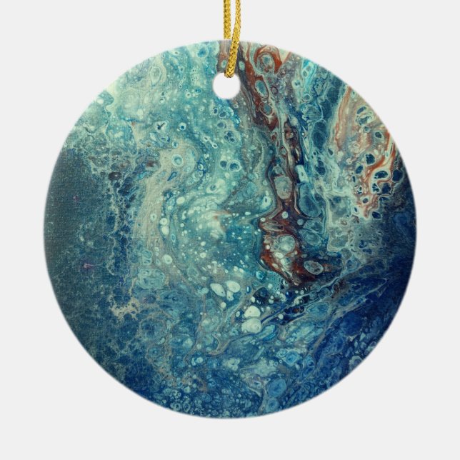 Under Water Majesty Acrylic Abstract Painting Ceramic Ornament (Front)