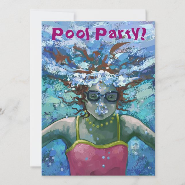 Under Water Swimmer Pool Party Invitation (Front)