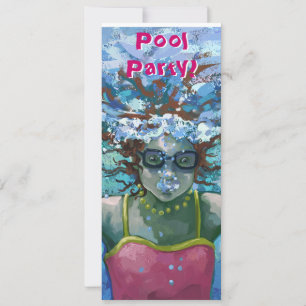 Under Water Swimmer Pool Party Small Invite