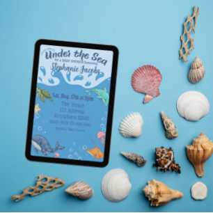 Under Water, Under the Sea Blue Baby Shower Invitation