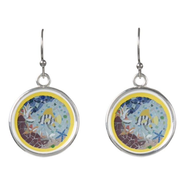 Under Water World Moonfish Mosaic Earrings (Front)