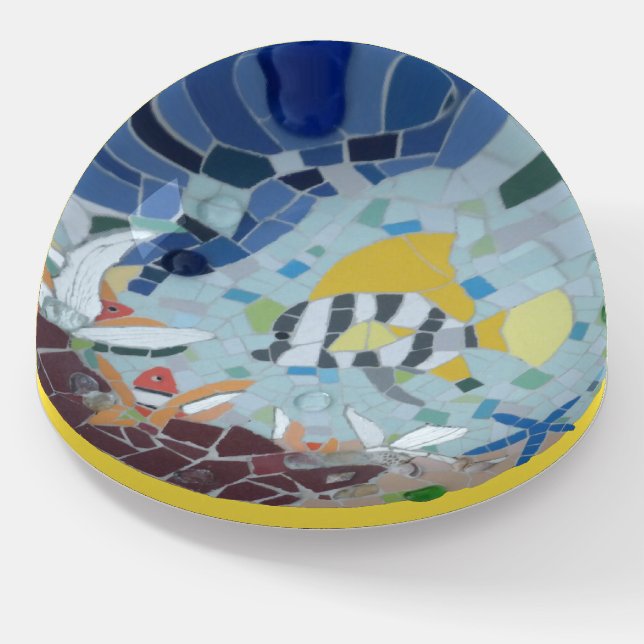 Under Water World Moonfish Mosaic Paperweight (Angled)