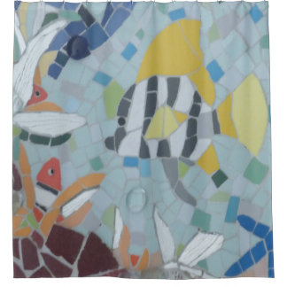 Under Water World Moonfish Mosaic Shower Curtain