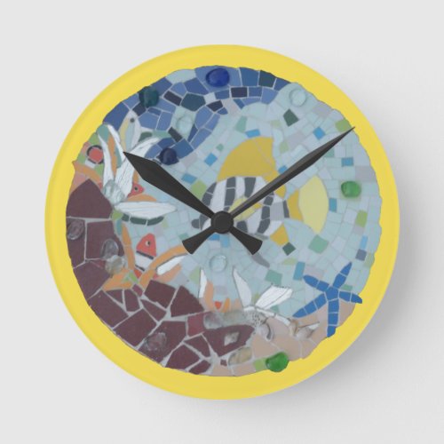 Under Water World Moonfish Mosaic Wall Clock