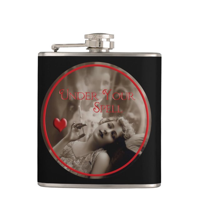 Under Your Spell Vintage Valentine Flask (Front)