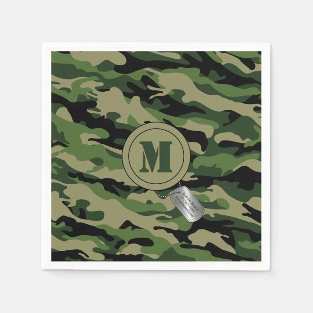 Undercover Camo Camouflage Dogtag Monogrammed Napkins (Front)