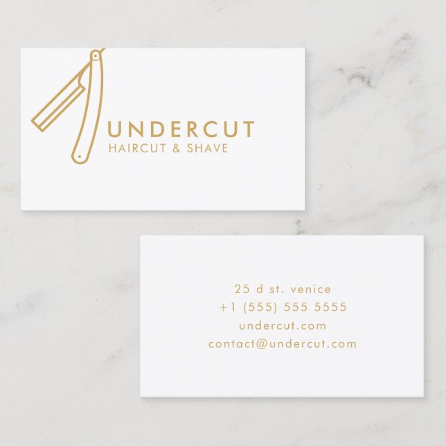 Undercut Barber Razor Logo Bold Business Card (Front/Back)