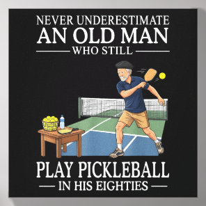 Underestimate Old Man Play Pickleball Eighties Canvas Photo Tile