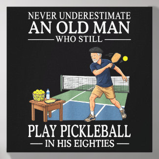 Underestimate Old Man Play Pickleball Eighties Canvas Photo Tile