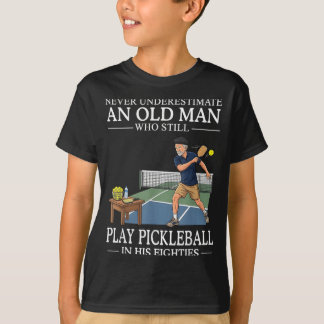 Underestimate Old Man Play Pickleball Eighties T-Shirt