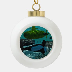 Underewater, Submarine Ceramic Ball Christmas Ornament