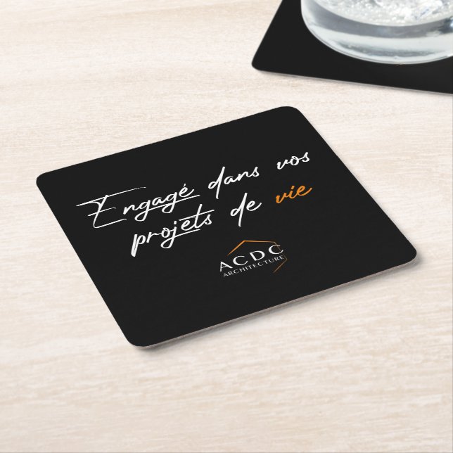 Underglass Engaged in your life projects Square Paper Coaster (Angled)