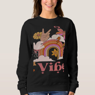 Undergrad Vibes School Groovy Retro Boho Rainbow C Sweatshirt