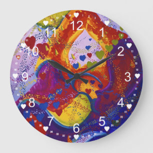 Underground – Crimson & Iris Hearts Abstract Large Clock