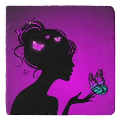 Underground The woman butterflies violet Trivet