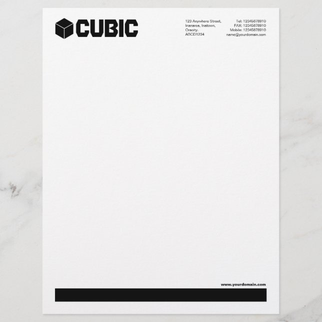 Underlined (Cube Logo) - Black Letterhead (Front)