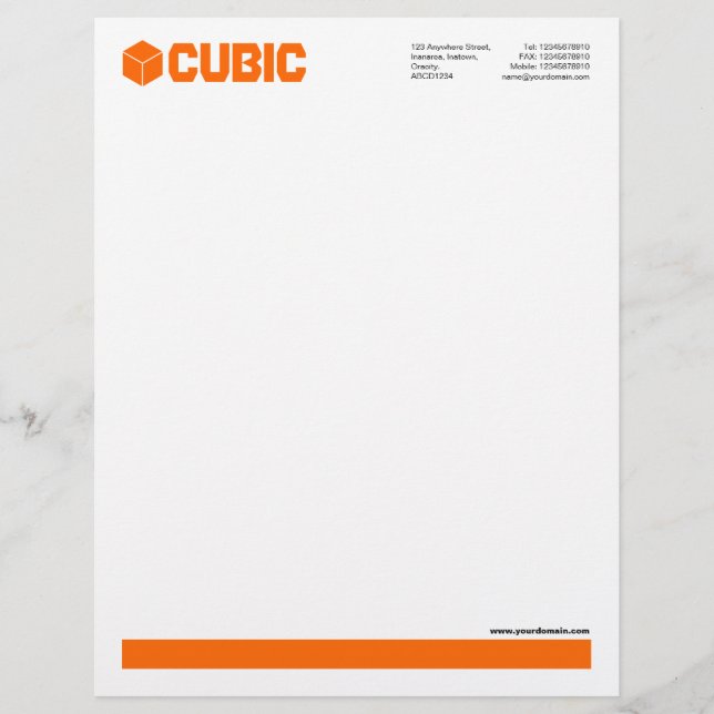 Underlined (Cube Logo) - Orange Letterhead (Front)