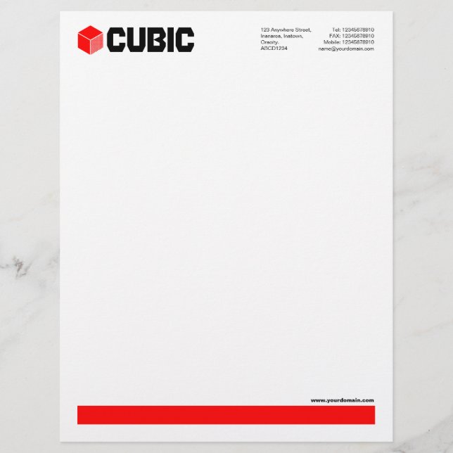 Underlined (Cube Logo) - Red Letterhead (Front)