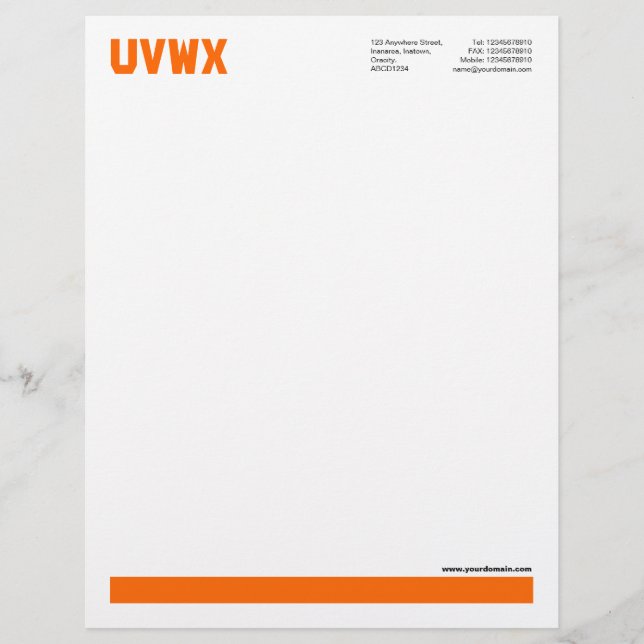 Underlined - Orange Letterhead (Front)