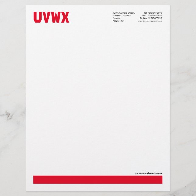 Underlined - Red Letterhead (Front)