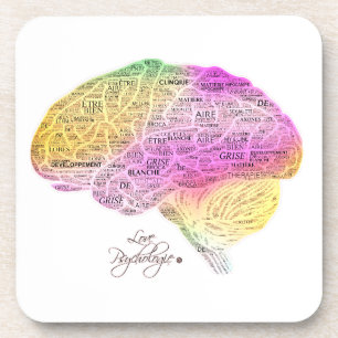Underneath glass brain psychology beverage coaster
