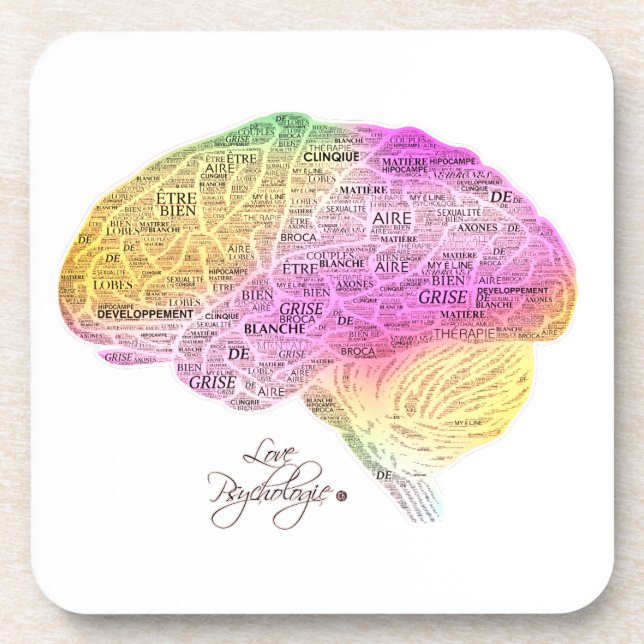 Underneath glass brain psychology beverage coaster (Front)