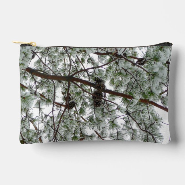 Underneath the Snow Covered Pine Tree Winter Photo Accessory Pouch (Front)