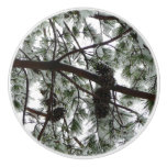 Underneath the Snow Covered Pine Tree Winter Photo Ceramic Knob