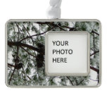 Underneath the Snow Covered Pine Tree Winter Photo Christmas Ornament