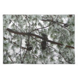Underneath the Snow Covered Pine Tree Winter Photo Cloth Placemat