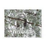 Underneath the Snow Covered Pine Tree Winter Photo Doormat