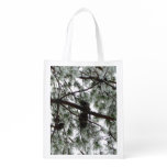 Underneath the Snow Covered Pine Tree Winter Photo Grocery Bag
