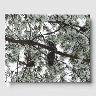 Underneath the Snow Covered Pine Tree Winter Photo Guest Book
