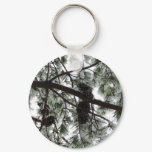 Underneath the Snow Covered Pine Tree Winter Photo Keychain