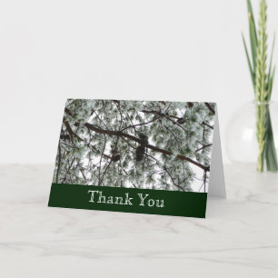 Underneath the Snow Covered Pine Tree Winter Photo Letterpress Thank You Card