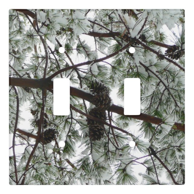 Underneath the Snow Covered Pine Tree Winter Photo Light Switch Cover (Front)