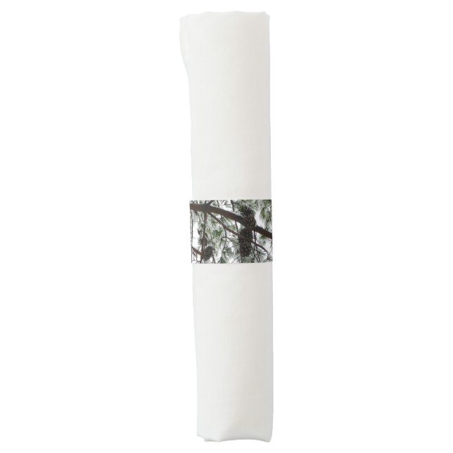 Underneath the Snow Covered Pine Tree Winter Photo Napkin Bands (Front)