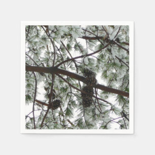 Underneath the Snow Covered Pine Tree Winter Photo Paper Napkins