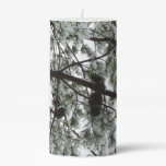 Underneath the Snow Covered Pine Tree Winter Photo Pillar Candle