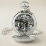 Underneath the Snow Covered Pine Tree Winter Photo Pocket Watch