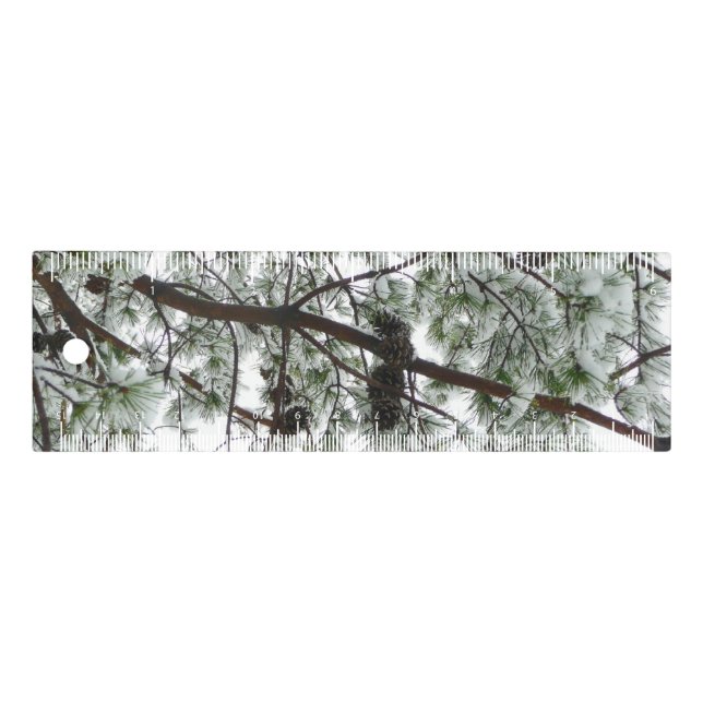 Underneath the Snow Covered Pine Tree Winter Photo Ruler (Front)