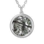 Underneath the Snow Covered Pine Tree Winter Photo Silver Plated Necklace