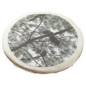 Underneath the Snow Covered Pine Tree Winter Photo Sugar Cookie (Angled)