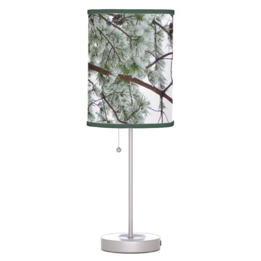 Underneath the Snow Covered Pine Tree Winter Photo Table Lamp (Right)