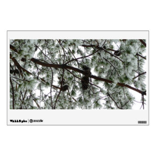Underneath the Snow Covered Pine Tree Winter Photo Wall Sticker