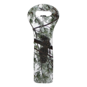 Underneath the Snow Covered Pine Tree Winter Photo Wine Bag