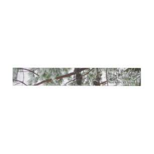 Underneath the Snow Covered Pine Tree Winter Photo Wrap Around Label
