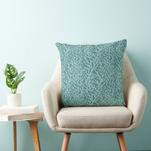 Undersea Aqua Coral Reef Throw Pillow