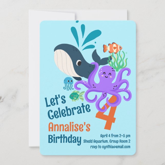 Undersea Aquarium Birthday Invitation (Front)