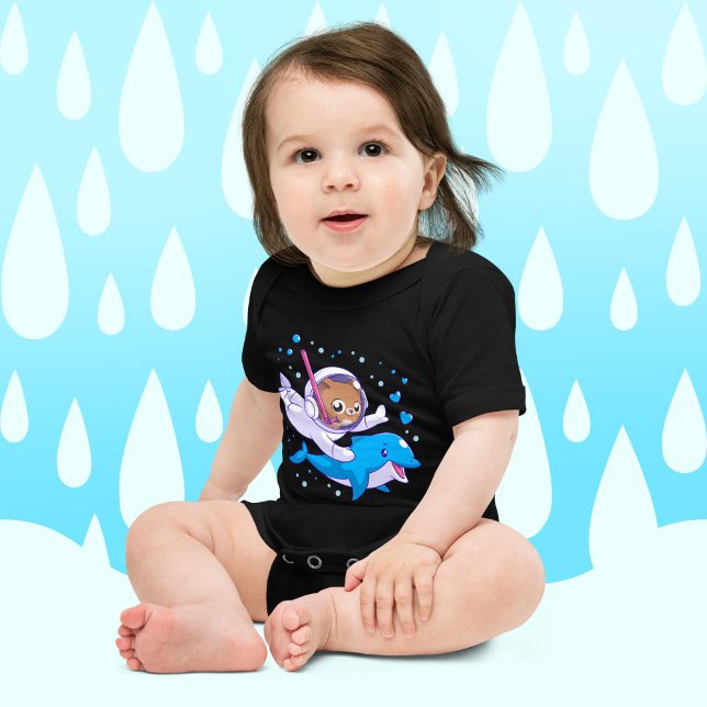 Undersea cat and dolphin baby bodysuit (Creator Uploaded)